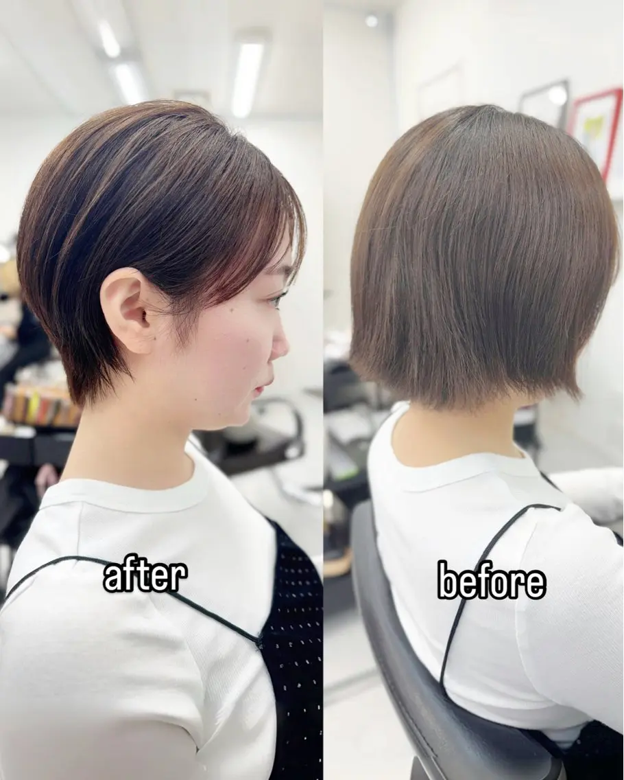 ショート カラー 切りっぱなしボブ ショートボブ ボブ 似合わせカット ショートヘア カット ヘアカラー トリートメント 新越谷HATTORI 似合わせカットカラーのヘアスタイル