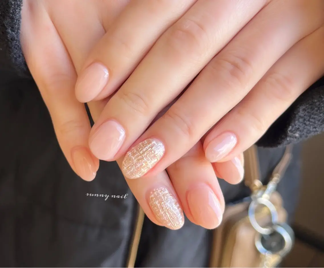 ネイル ジェルネイル パラジェル シンプルネイル ツイードネイル sunny nailのネイルデザイン