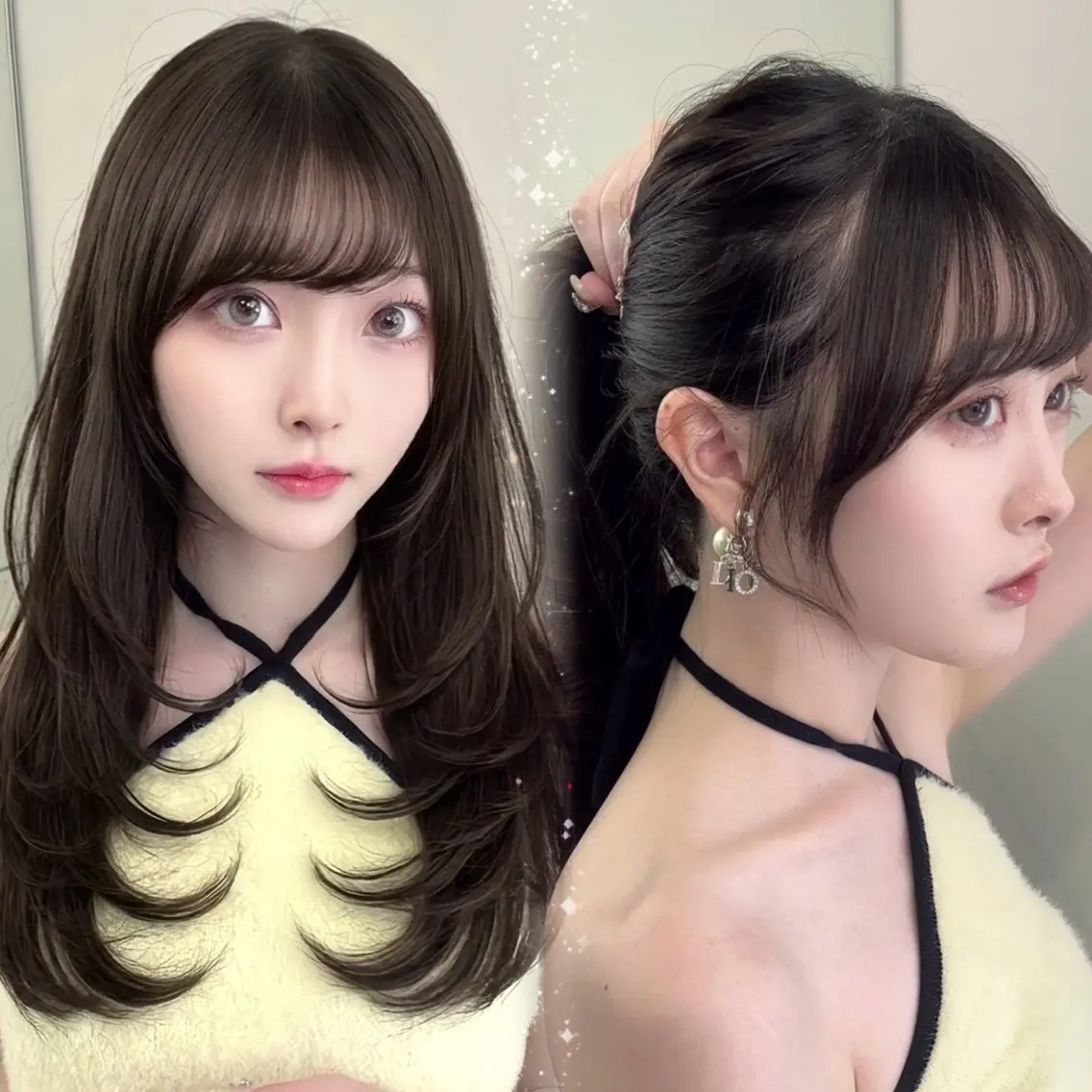 ロング カラー カット ヘアカラー レイヤー/髪質改善 縮毛/ハッシュカットのヘアスタイル