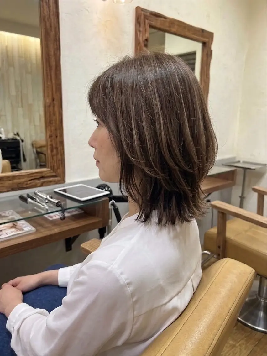 ミディアム カラー ハイライトカラー ハイライト rino寺田町🌼 Mizukiのヘアスタイル