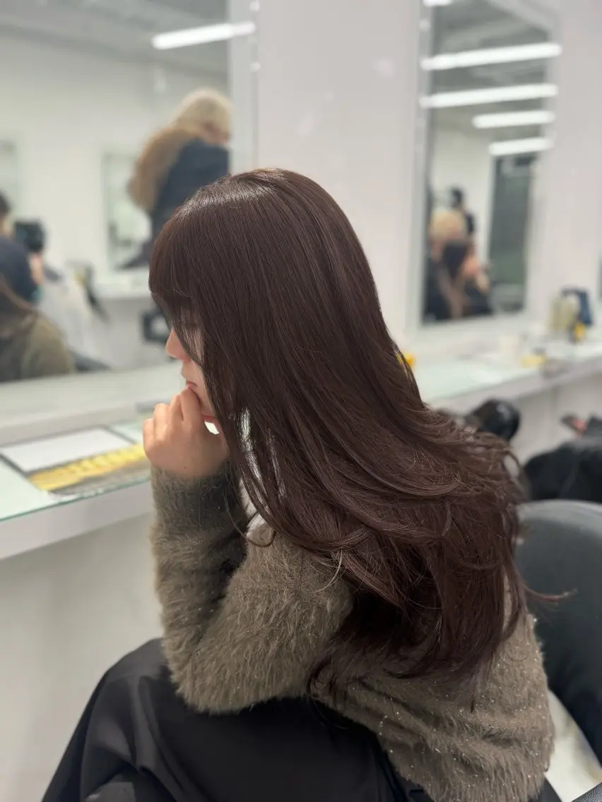 ロング カラー カット ヘアカラー トリートメント ヘッドスパ ヘアセット 韓国トレンドカット カラー🤍しゅうじのヘアスタイル