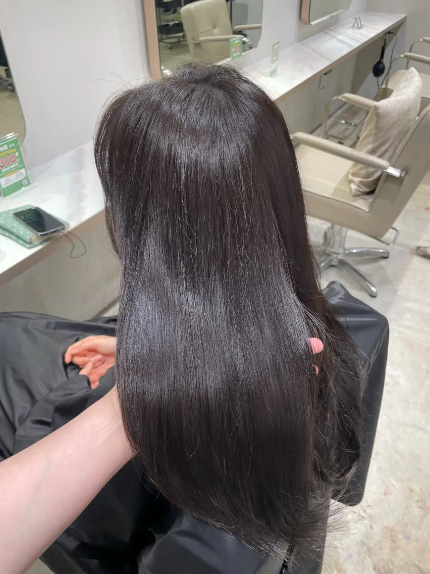 ロング カラー 透明感カラー グレージュ ヘアカラー トリートメント ハッシュカット/ 韓国ヘア☽⋰mahoのヘアスタイル