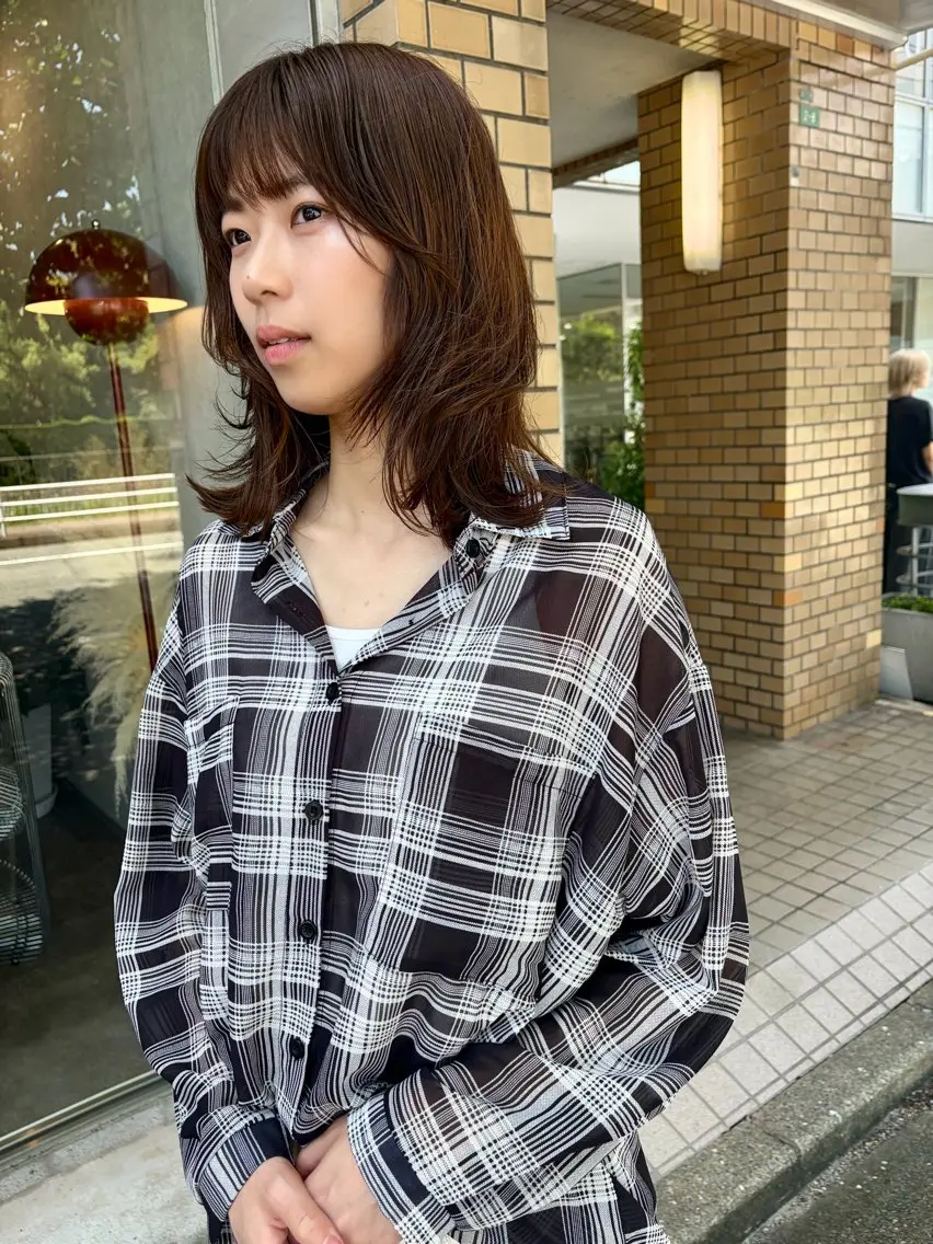 ミディアム カラー ブラウンカラー ウルフカット カット ヘアカラー トリートメント 城慎太郎 大濠/大人ロングのヘアスタイル