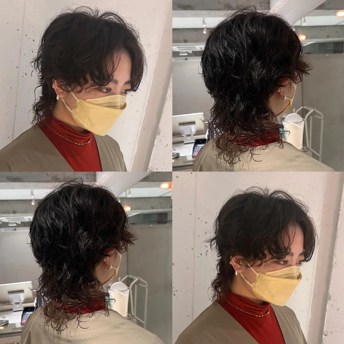 ミディアム パーマ ミディアムパーマ ウルフカット ニュアンスパーマ スパイラルパーマ カット ヘアカラー ヘッドスパ ヘアセット カジュアルを女っぽく 𝗮𝘆𝗮𝗰𝗼のヘアスタイル