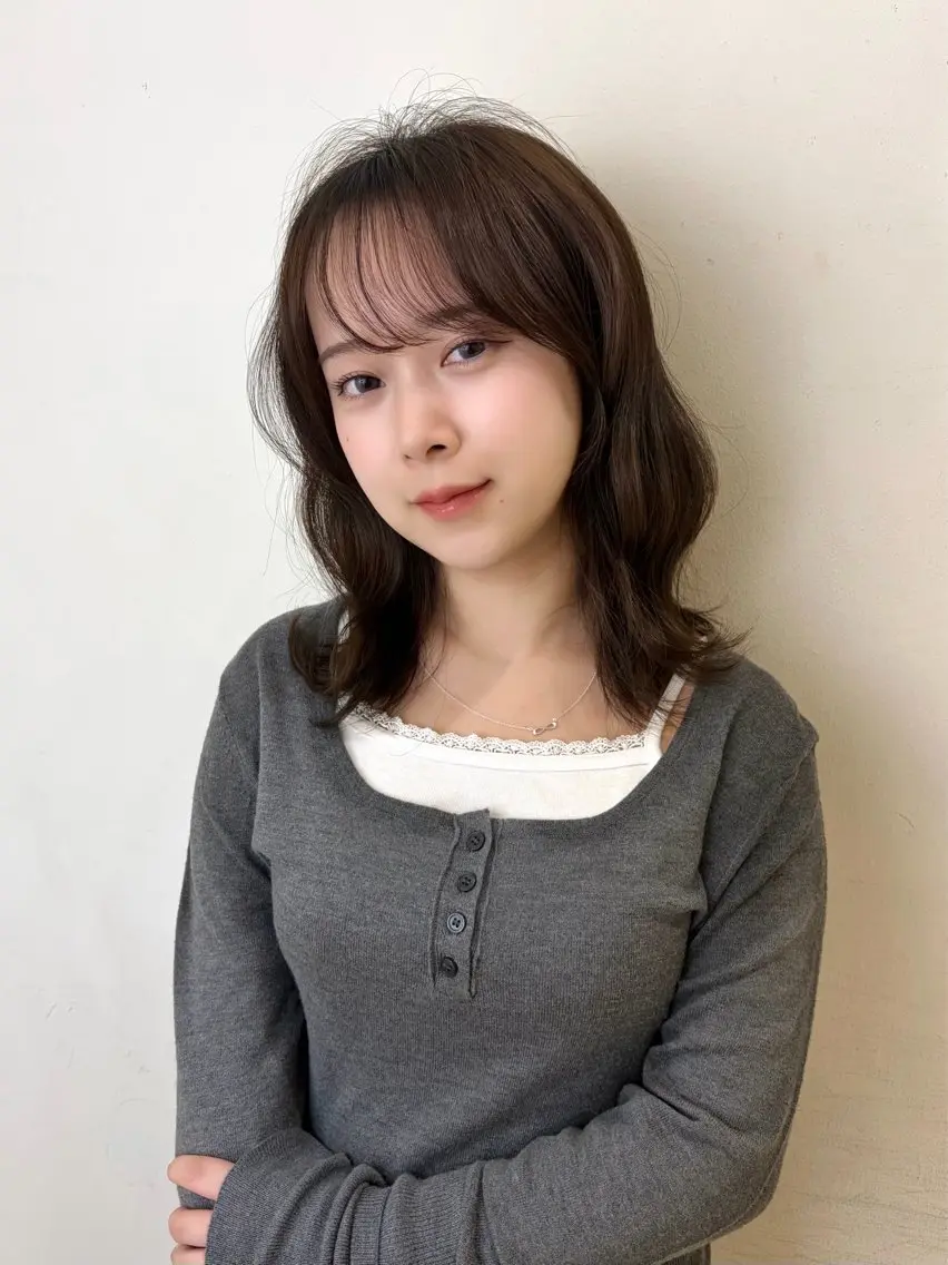 ミディアム カラー ブラウンカラー 透明感カラー ヘアカラー ヘアセット 'AXIS 栄 kohakuのヘアスタイル
