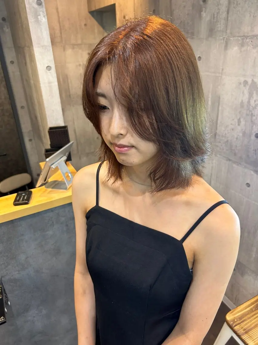 ミディアム カラー ✨髪質改善✨ハイトー ンカラー⭐️藤沢のヘアスタイル