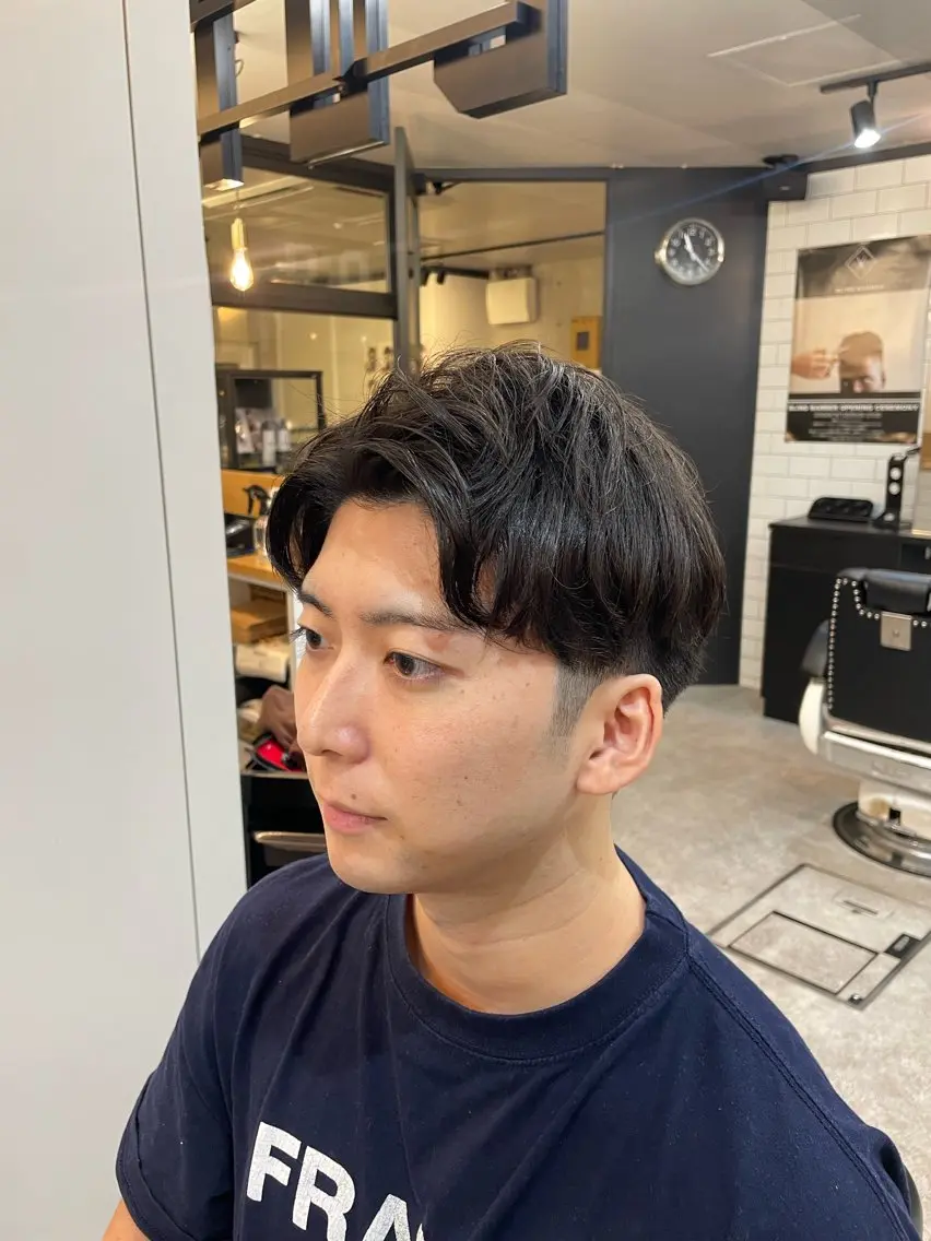 ショート メンズ カット 💈フェード× パーマ🔥松下💈のヘアスタイル