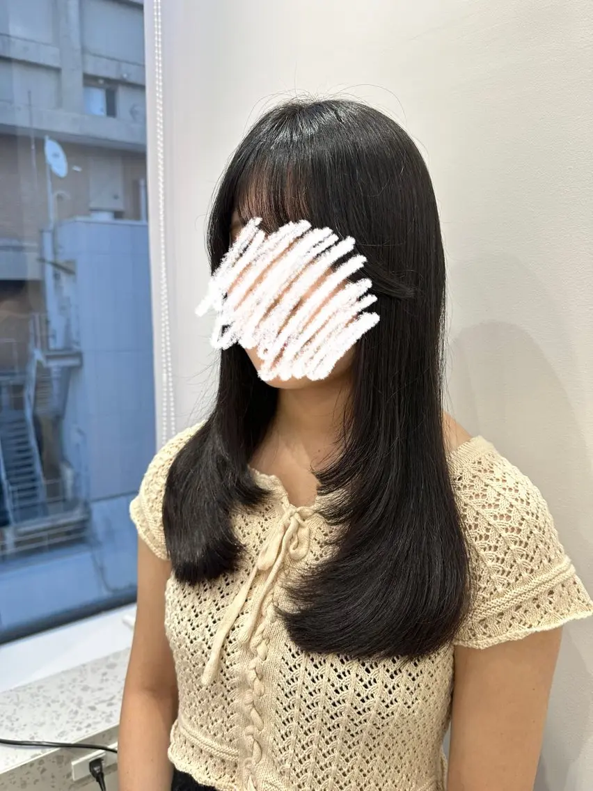 ロング 顔まわりレイヤー 顔周りカット レイヤーカット 🍓韓国ヘア レイヤ ーカット🍓笠原 葵のヘアスタイル