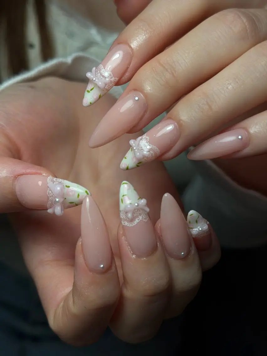 ネイル クリアネイル ジェルネイル 韓国ネイル ロングネイル 持ち込み ハンドネイル CoMo Nailのネイルデザイン