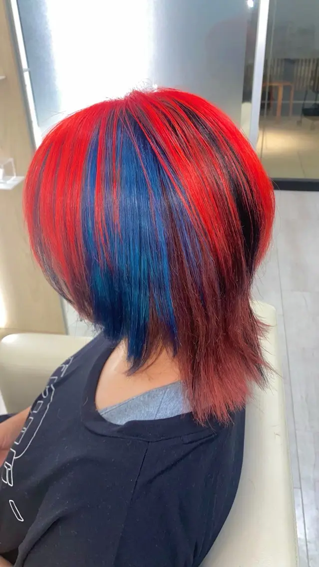 ショート カラー ブリーチ オレンジ オレンジレッド レッドカラー カット ヘアカラー 🌼デザインカラー 🌼kumicoのヘアスタイル