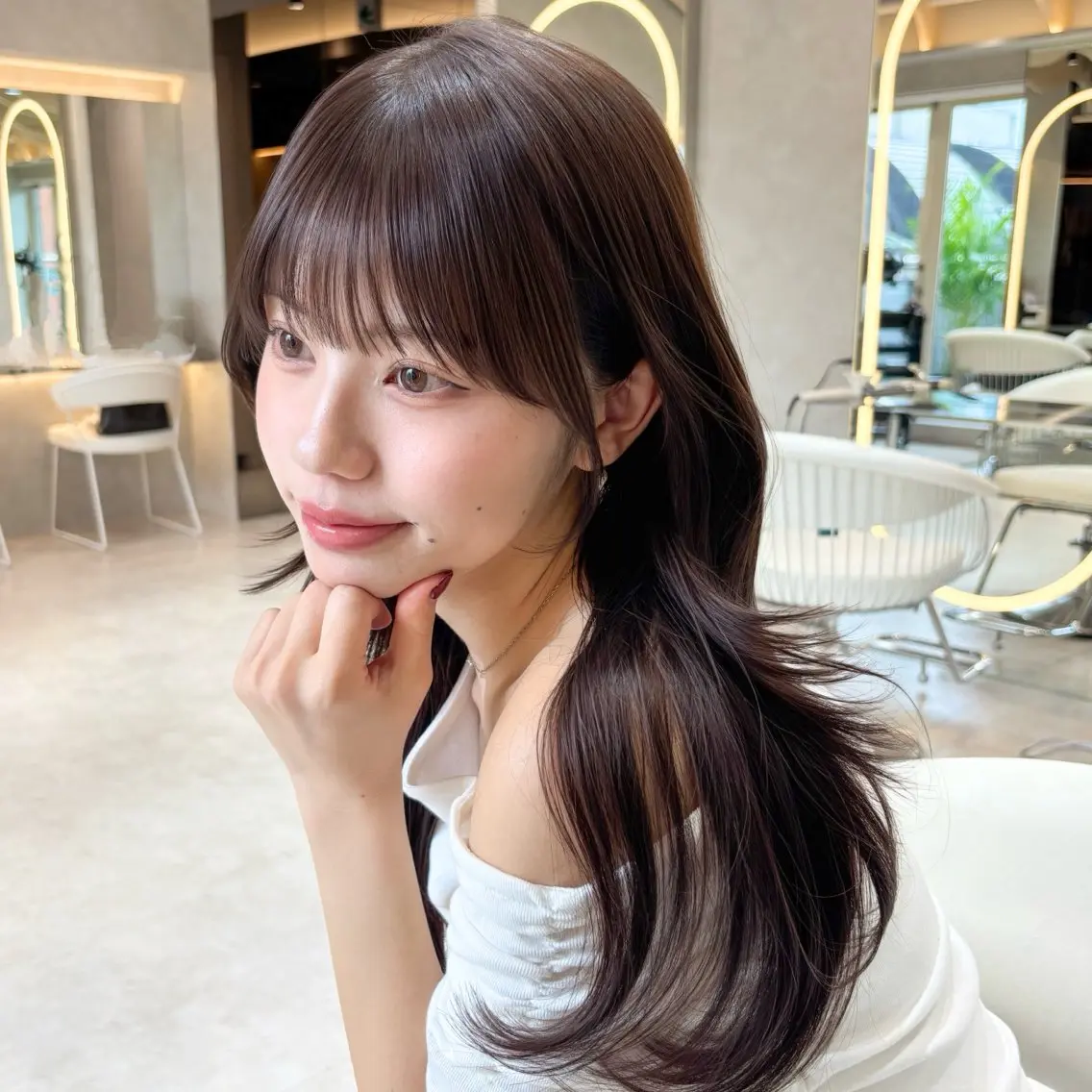【💎前髪顔周り縮毛矯正💎】+前髪顔周りカット+ワンカラー🎀+🌿超音波アイロン高保湿トリートメント🌿の写真