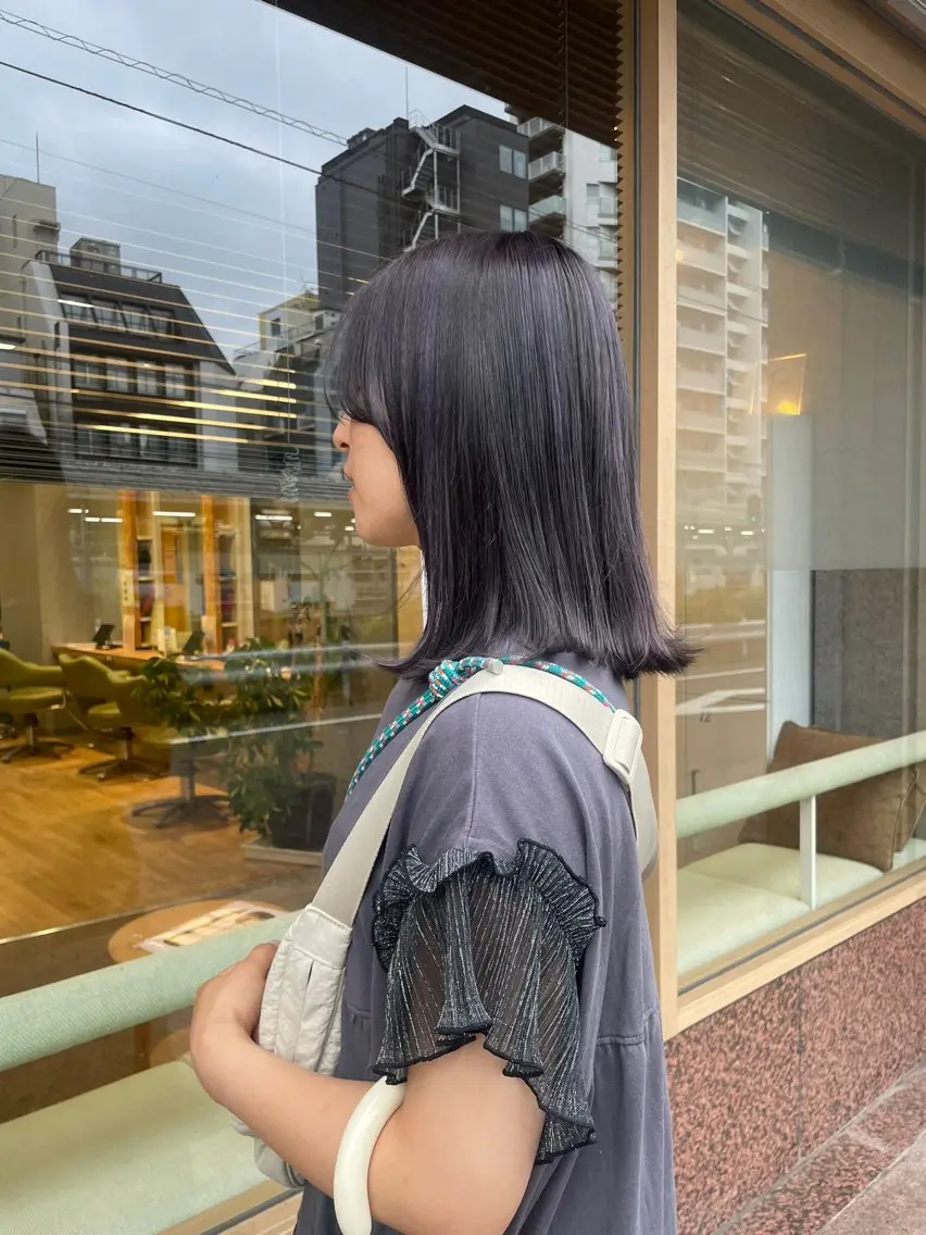 ミディアム カラー ハイライトカラー パープルカラー ハイライト カット ヘアカラー トリートメント 髪質改善/Bloss om🌷高橋沙衣のヘアスタイル
