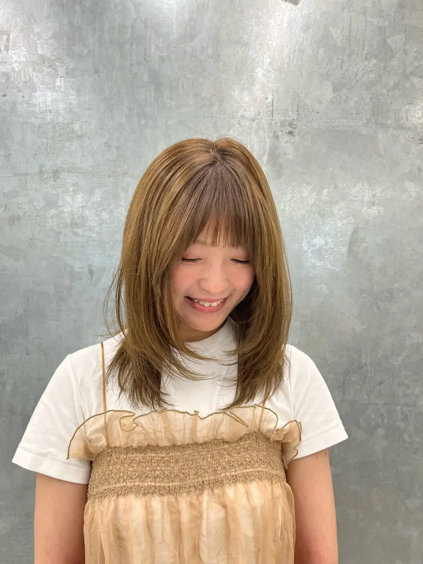 ミディアム カット ヘアカラー トリートメント 神作 汐里 江古田 /透明感カラー🌿のヘアスタイル