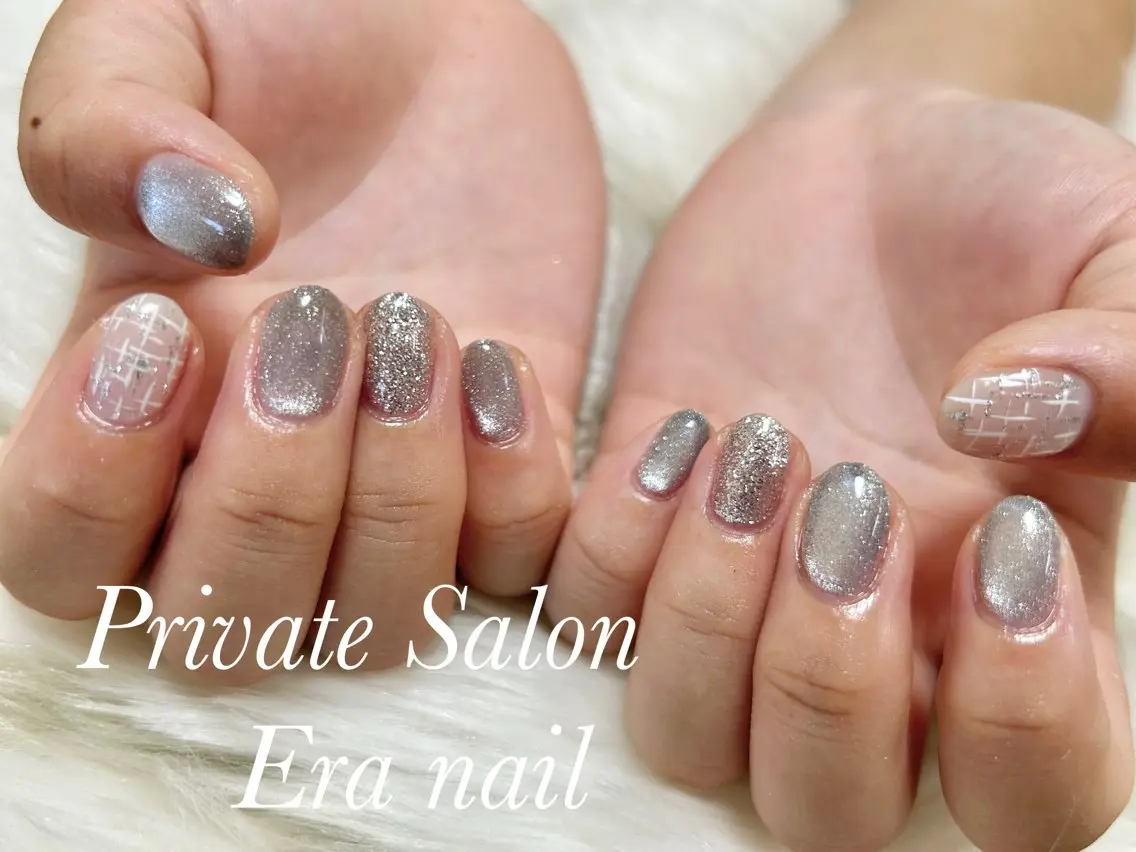 ネイル マグネットネイル ツイードネイル ハンドネイル Era nailのネイルデザイン