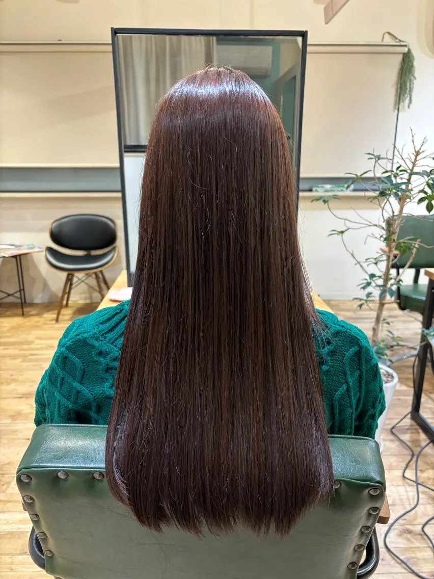 ロング 縮毛矯正 縮毛矯正 艶カラー🫧 推しカラー🧸楽歌のヘアスタイル