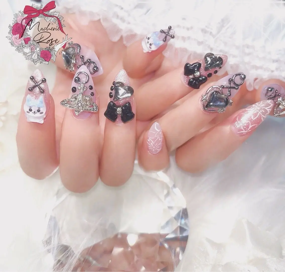 ネイル アートネイル ハンドネイル Macherie Rose Jrのネイルデザイン