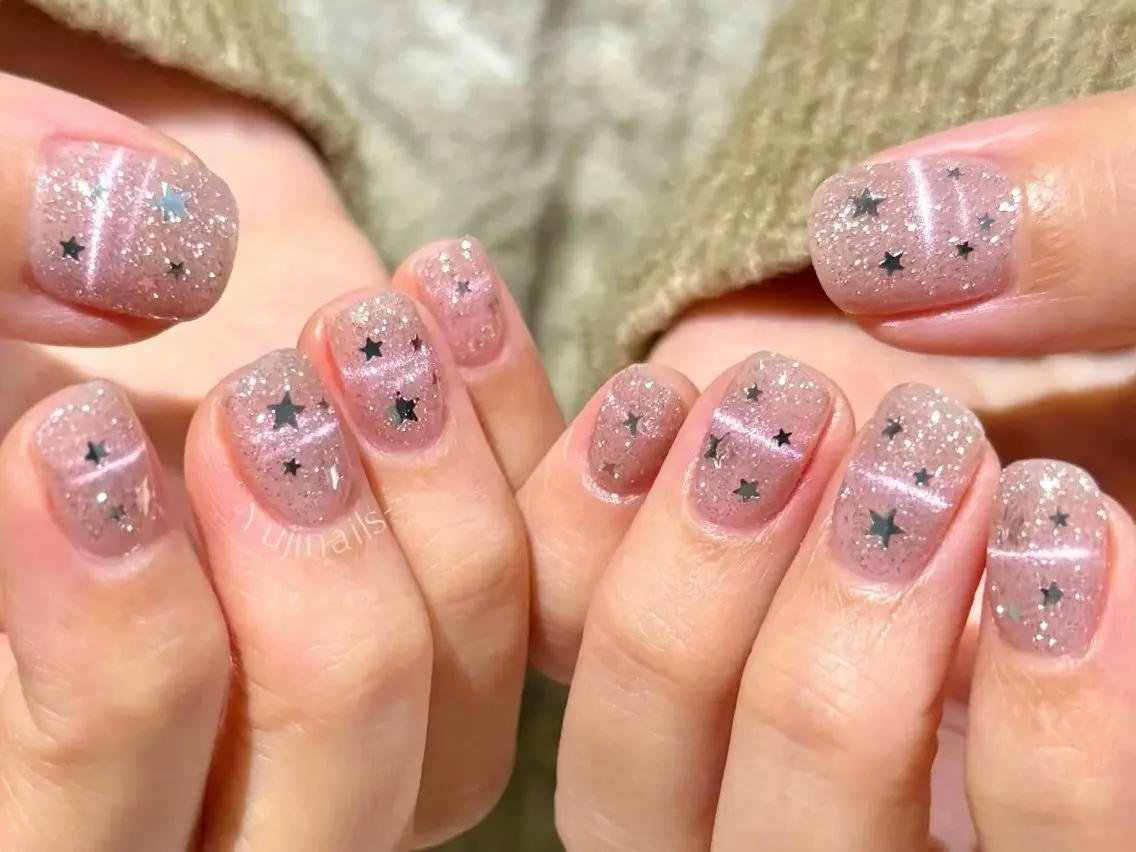 ネイル オーロラネイル 長さ出し ジェルネイル 氷ネイル・うるうるネイル 韓国ネイル ハンドネイル Lumiereva nail salonのネイルデザイン