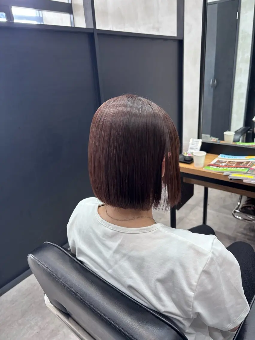 ショート ボブ 縮毛矯正 カット 縮毛矯正 トリートメント 片平 帆香のヘアスタイル