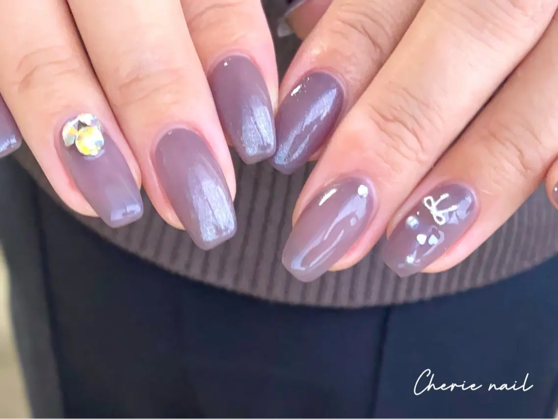 ネイル ジェルネイル パープル Cherienail yunaのネイルデザイン
