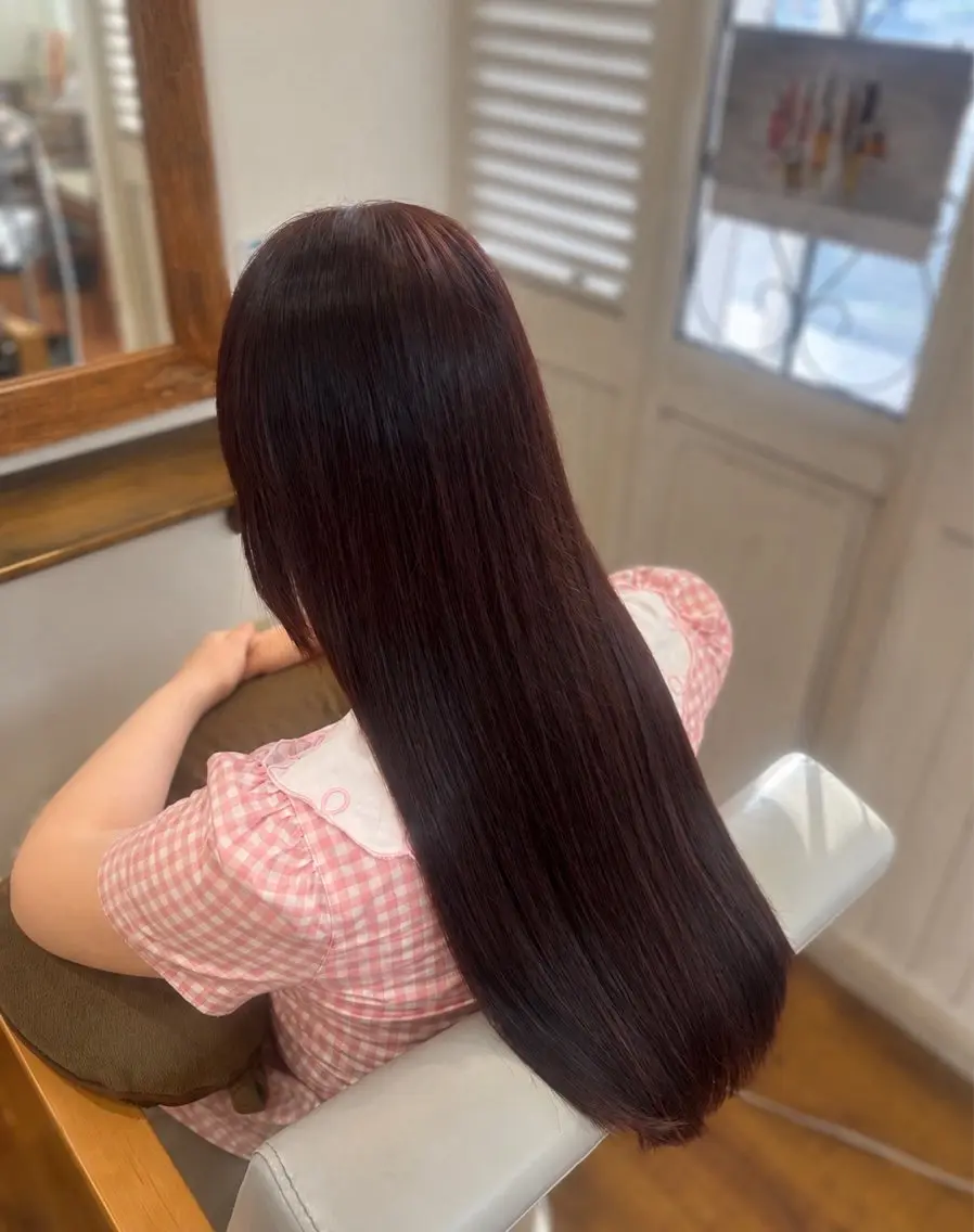ロング カラー ブラウンカラー ピンクカラー ピンクブラウン ヘアカラー トリートメント 山本雪羽/ エアービジューのヘアスタイル
