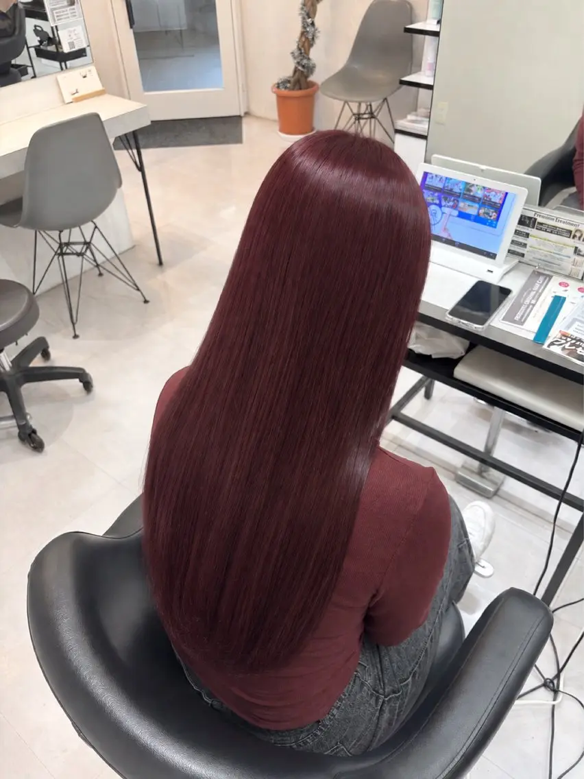 カラー 透明感カラー レッドカラー 髪質改善 縮毛矯正 🌙髪質改善カラー Momoka🦋のヘアスタイル