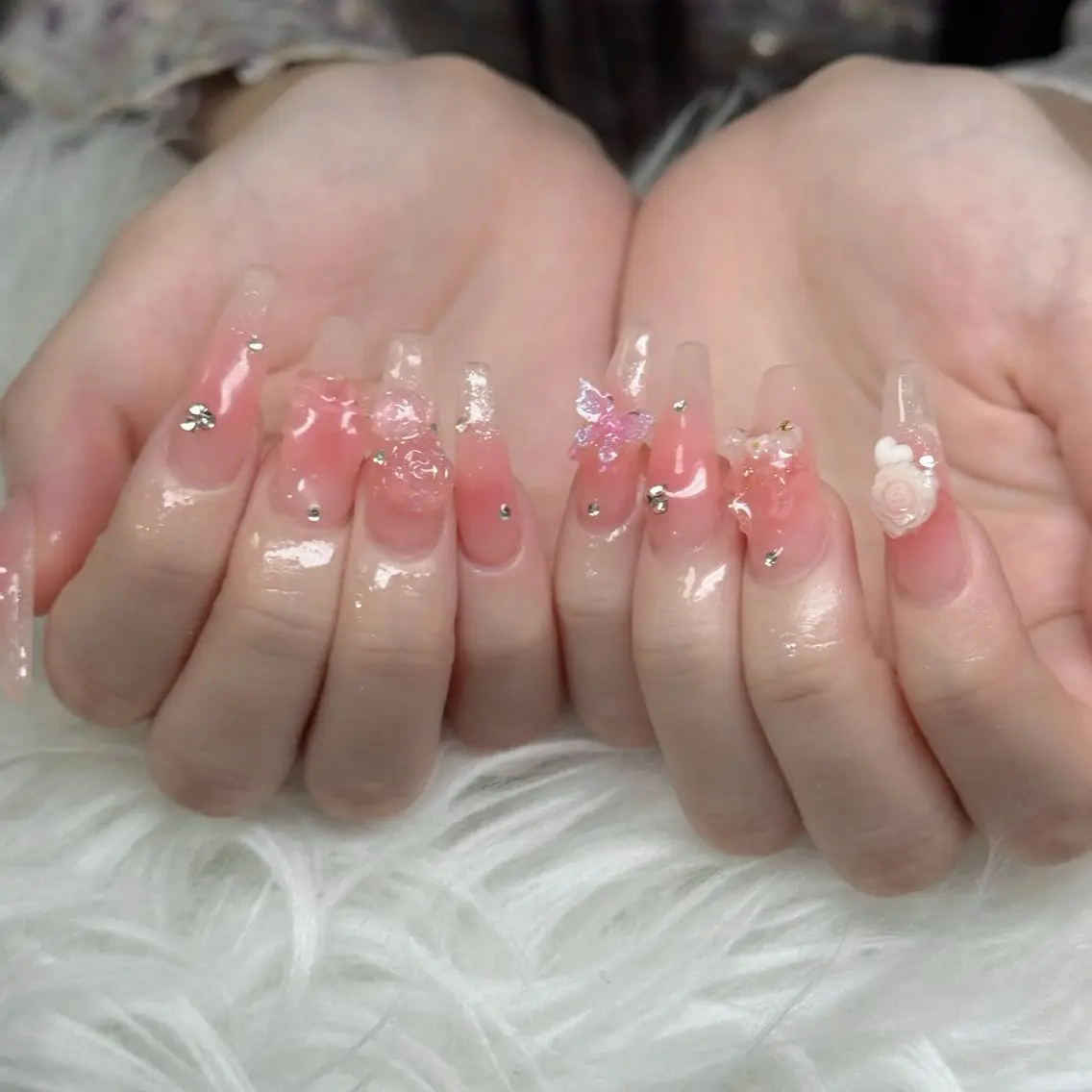 ネイル フットネイル フレンチネイル グラデーション 韓国ネイル ロングネイル ハンドネイル Hani Nail Salonのネイルデザイン