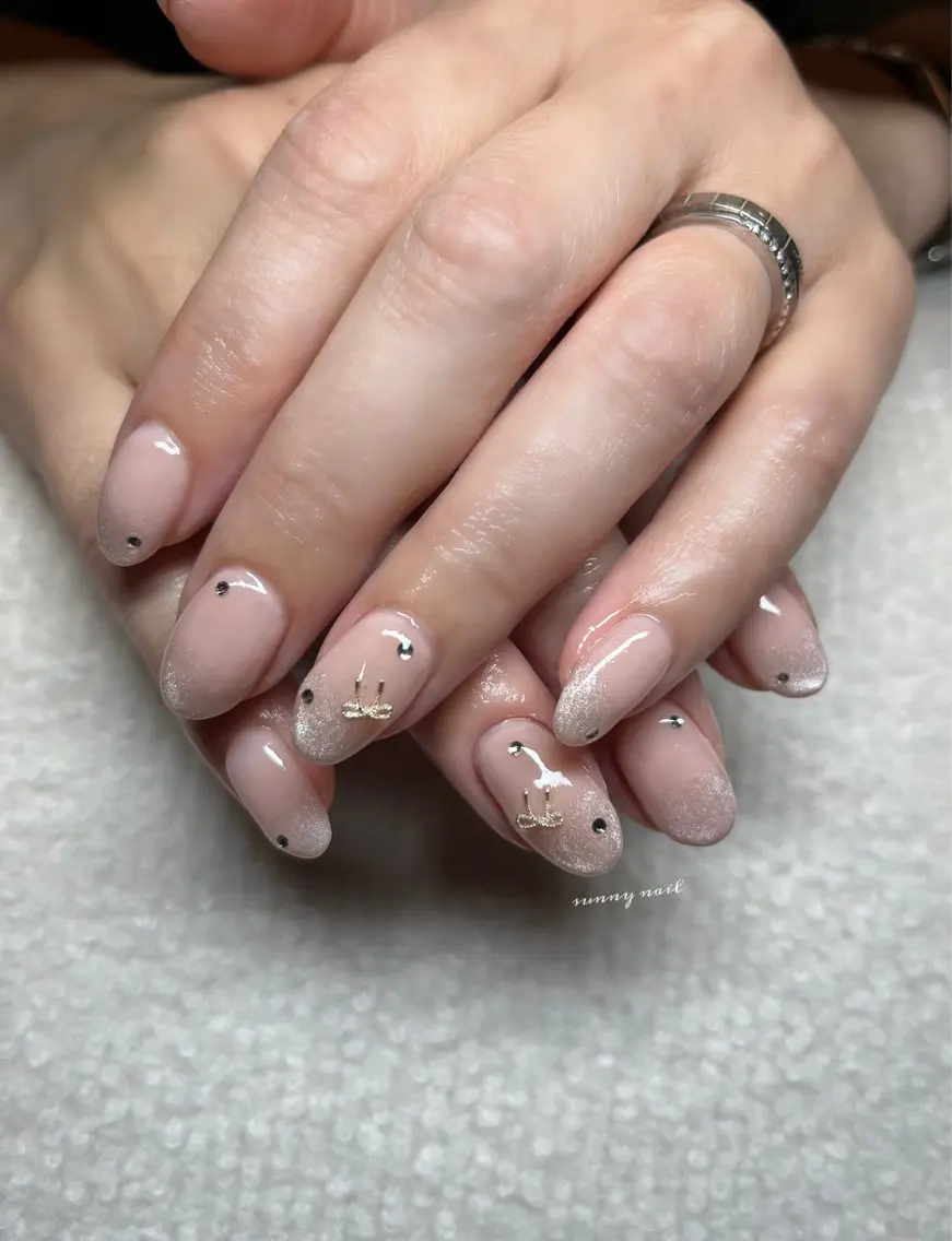 ネイル ジェルネイル マグネットネイル パラジェル リボン sunny nailのネイルデザイン