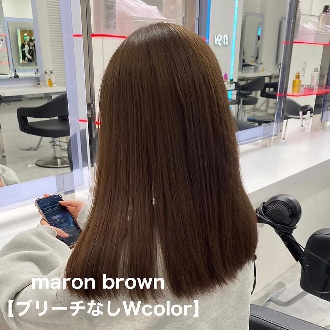 セミロング カラー ブリーチ ブリーチなしカラー 愛結 暖色カラー🎀🩰のヘアスタイル