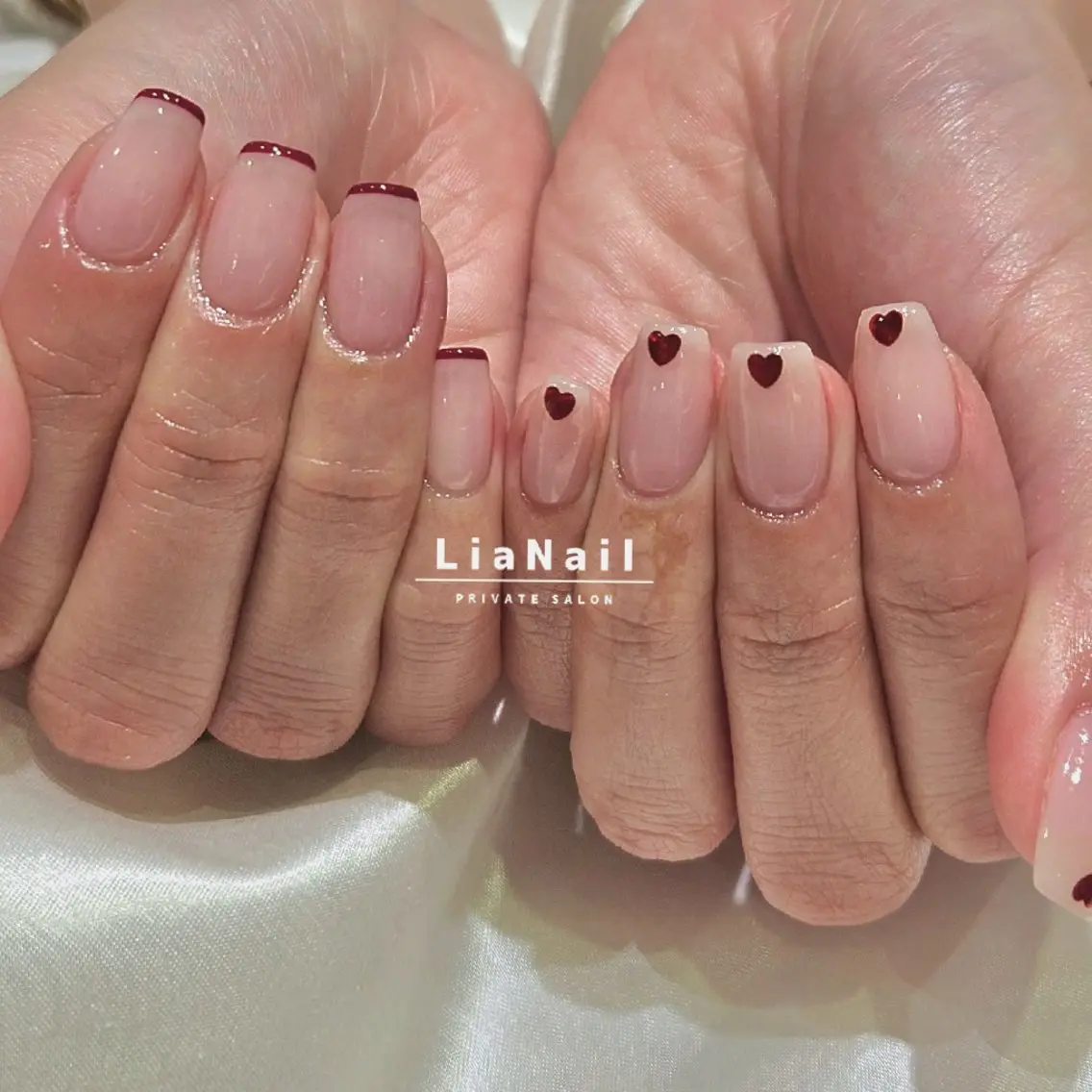 ネイル ハート ワンカラーネイル ハンドネイル Lia Nailのネイルデザイン