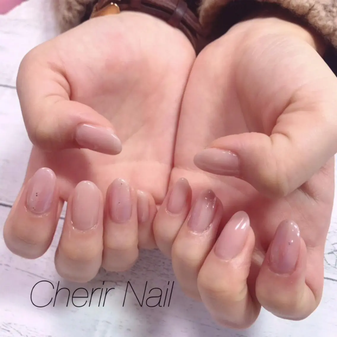 ネイル アートネイル ニュアンスネイル オフィスネイル ピンク ピンクベージュ Cherirnail kaoriのネイルデザイン