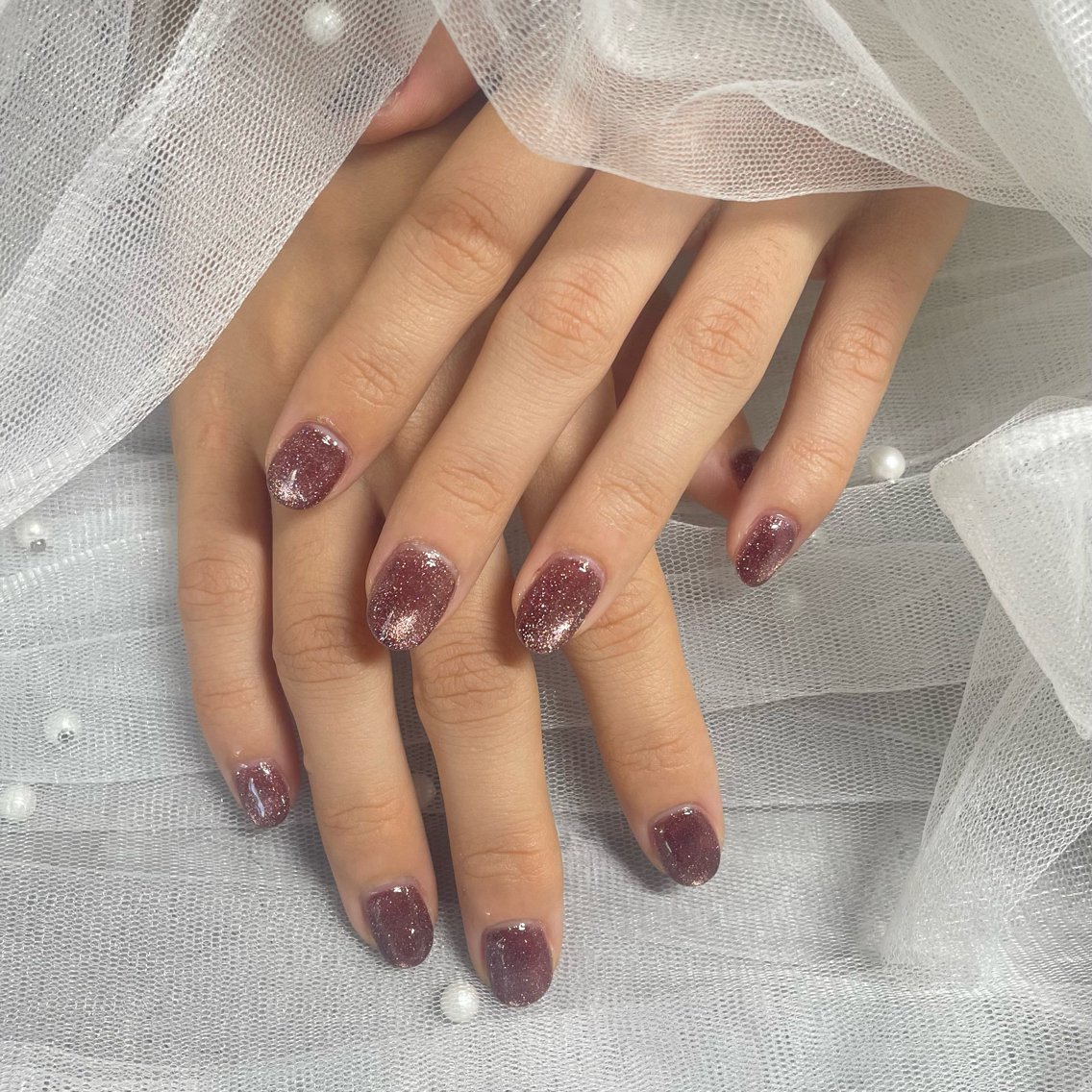 ネイル ブラウン マグネットネイル ハンドネイル Chul Nail 愛莉のネイルデザイン
