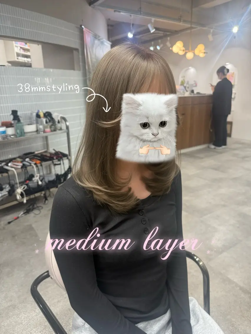 ミディアム ミディアムレイヤー 韓国風ヘア レイヤーカット カット レイヤーカット /顔周り/和奏︎♪のヘアスタイル