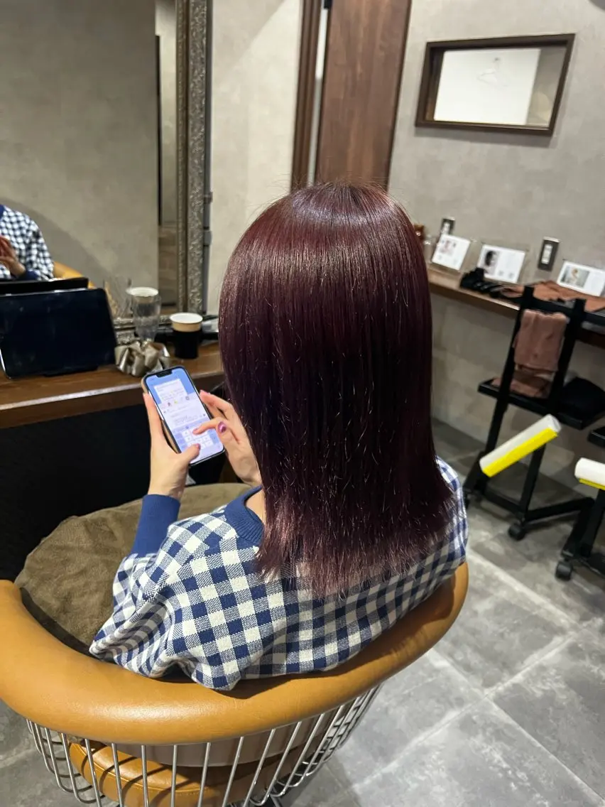 ミディアム ヘアカラー 天王町×韓国レイヤー 髪質改善 佐藤友茉のヘアスタイル