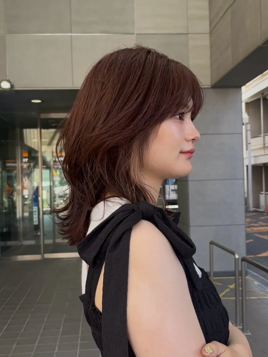 ミディアム ピンクブラウン ヘアカラー YUI🍊 ボブ/レイヤーカットのヘアスタイル