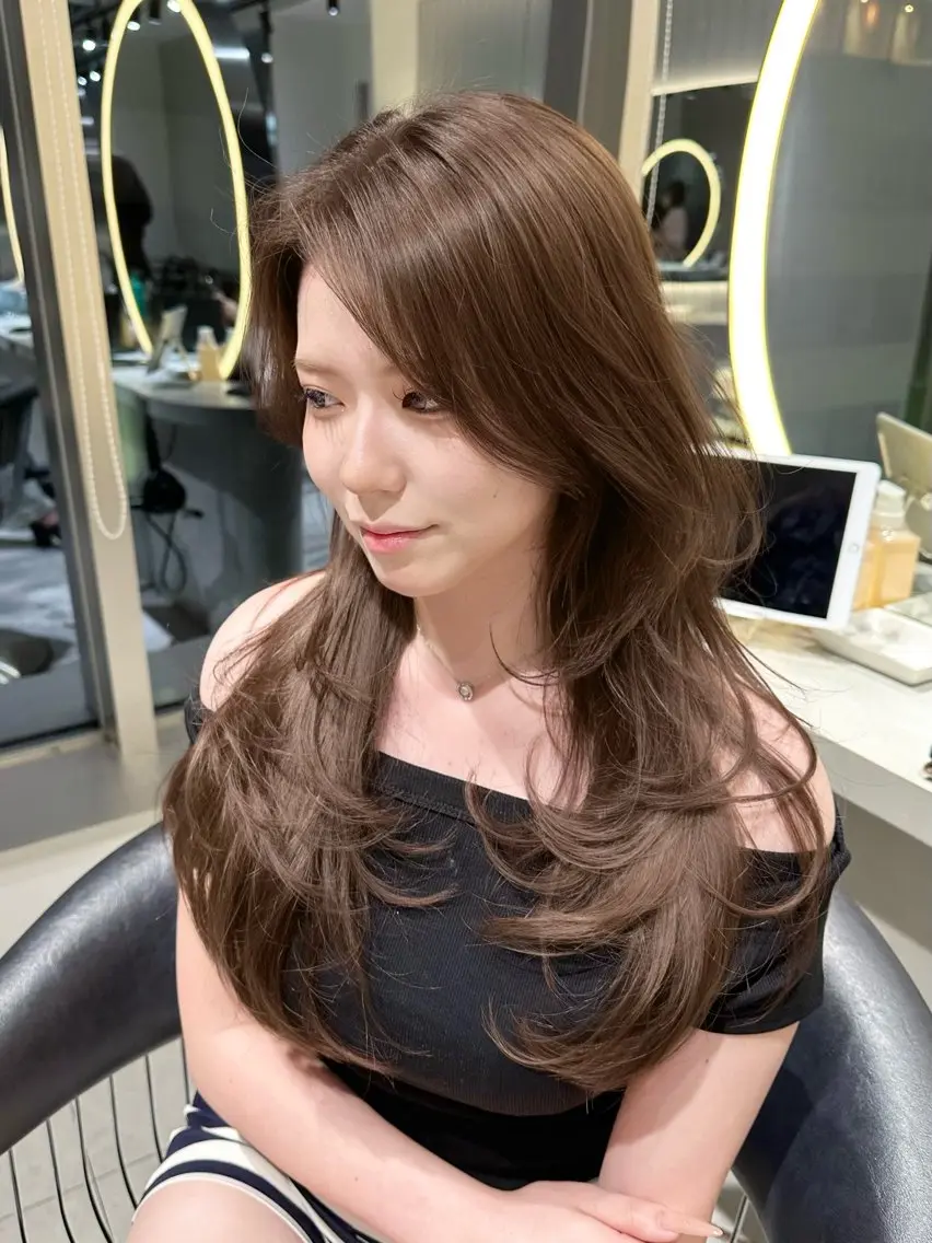 ロング 韓国風ヘア レイヤーカット 韓国レイヤー × ハイトーン/コウスケのヘアスタイル