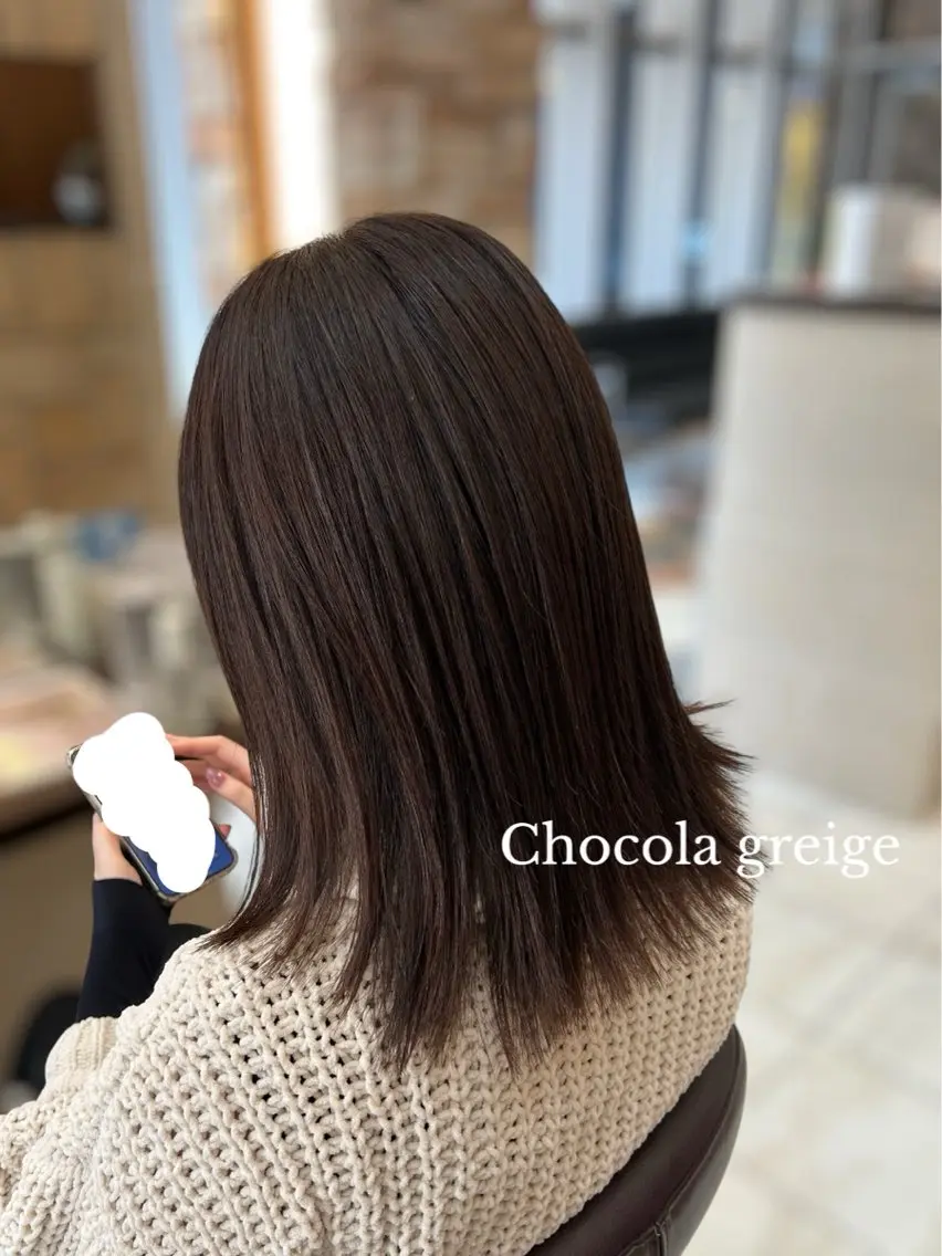 ミディアム カット ヘアカラー トリートメント 🧸HARUNA 艶髪✨透明感🫧のヘアスタイル
