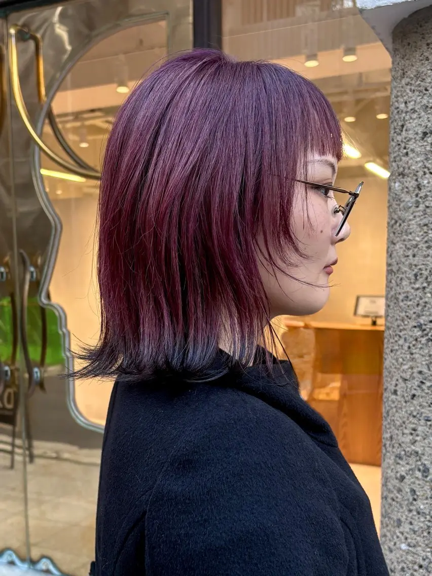 ミディアム カラー 黒髪 デザインカラー ハイライトカラー ハイトーンカラー ピンクカラー ヘアカラー トリートメント matka白髪ぼかし 大人ヘア/KEIKOのヘアスタイル