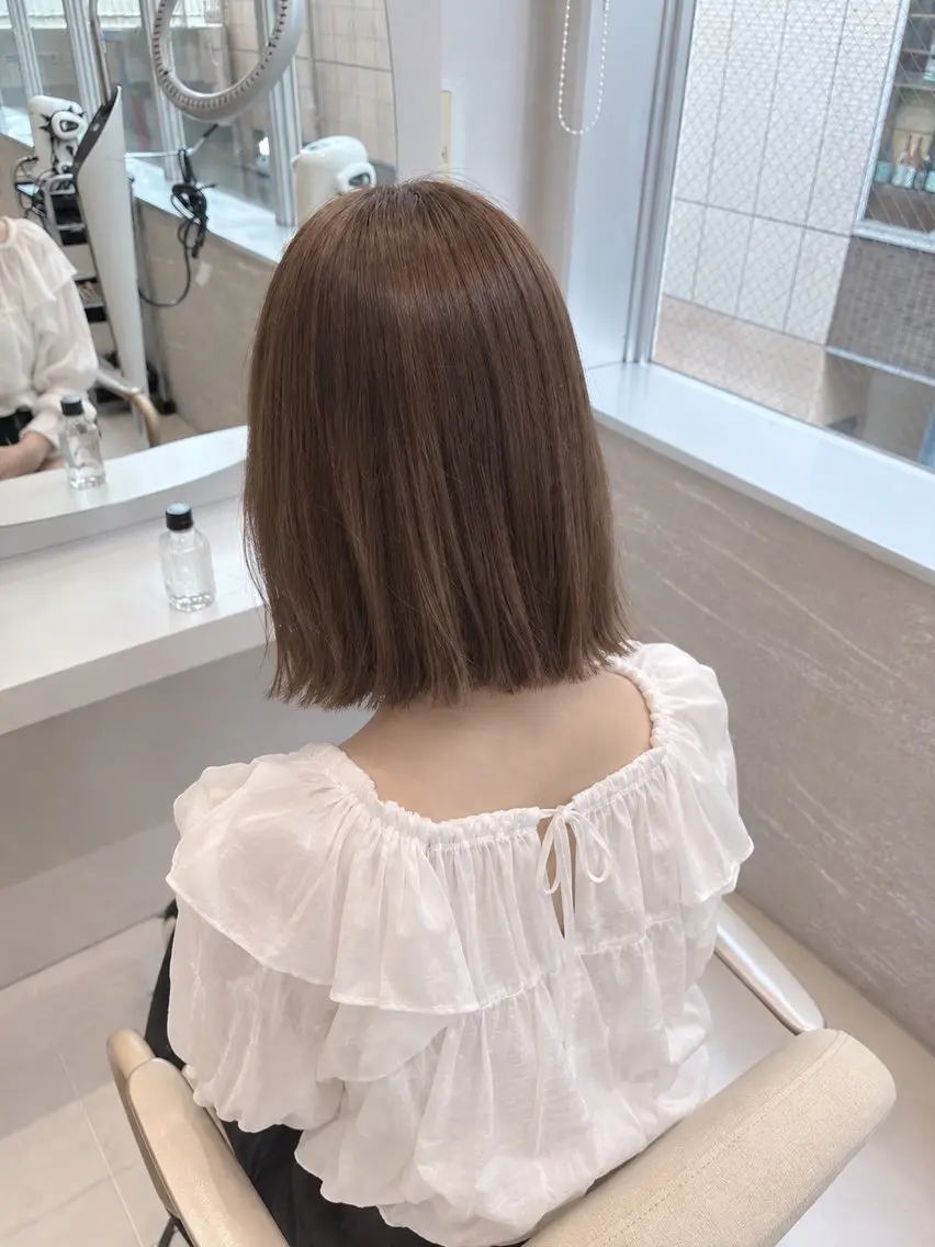 ミディアム 切りっぱなしボブ ボブ 似合わせカット 大人っぽさ🫧 /ニュアンス/こゆきのヘアスタイル