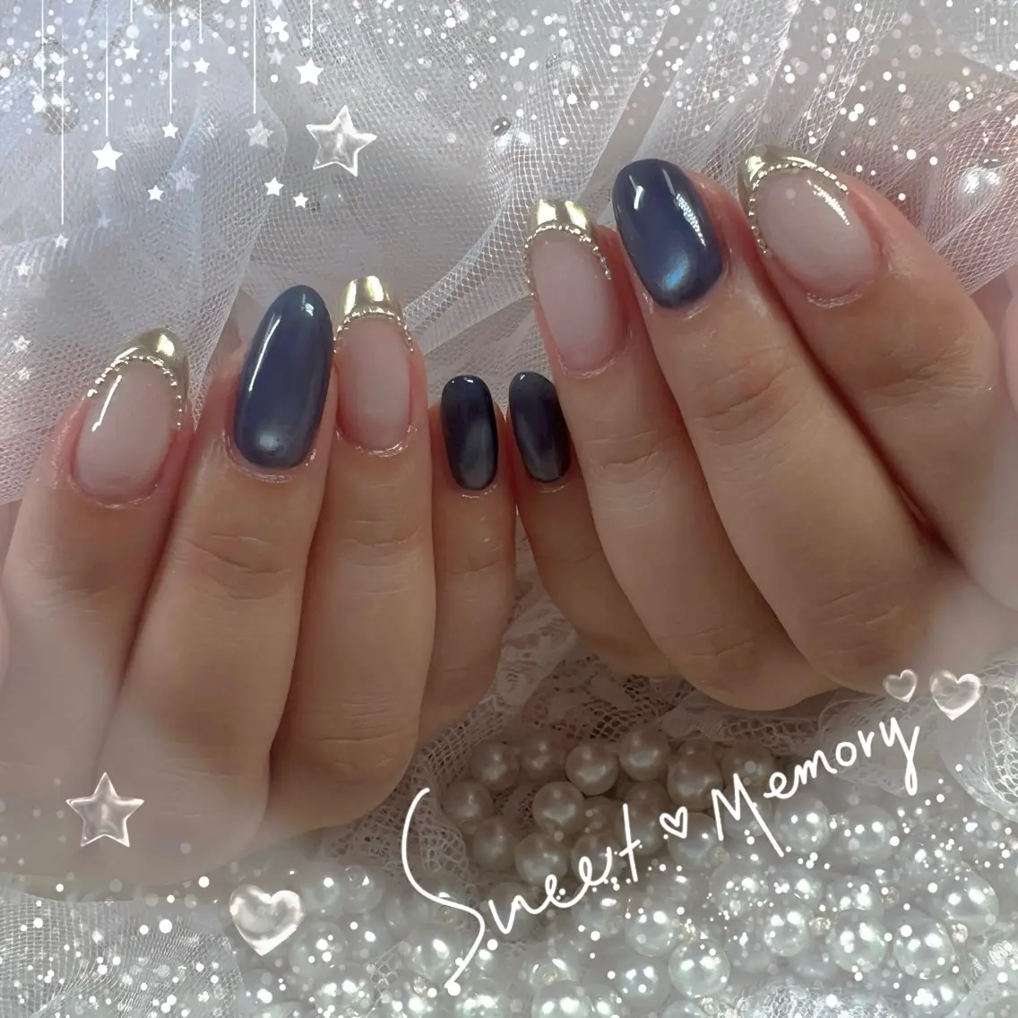 ネイル チークネイル フレンチネイル ガーリー ガラスフレンチ グラデーション ハンドネイル Chill Nailsalonのネイルデザイン