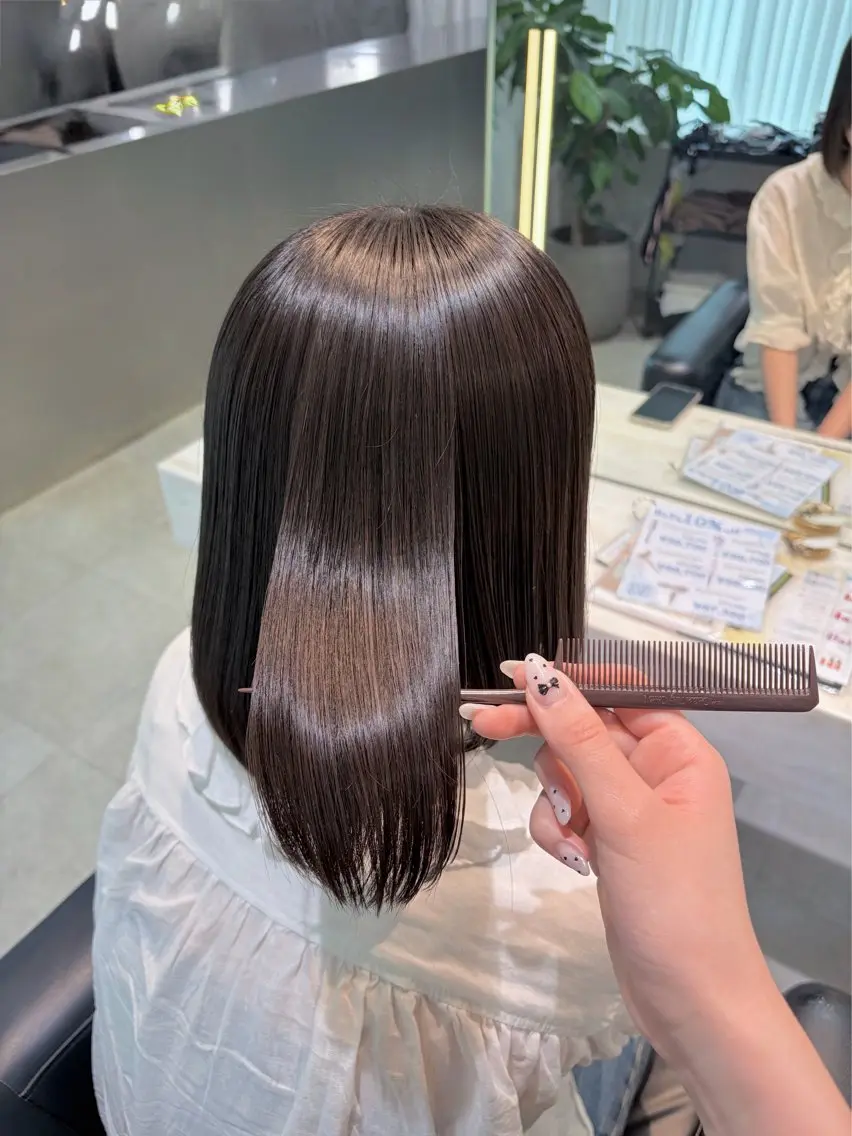 ミディアム パーマ ヘアアレンジ 縮毛矯正 ♛︎ きっか ♛︎ ヘアアレンジ🩵のヘアスタイル