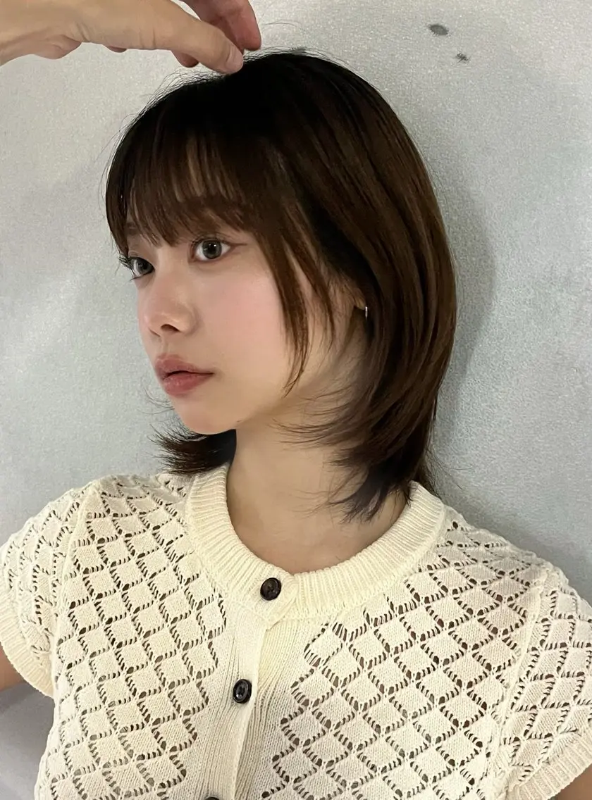 ミディアム ミディアムレイヤー ボブ 伸ばしかけ 韓国風ヘア レイヤーカット カット 韓国ボブ/ハッシュ カットKIRAのヘアスタイル