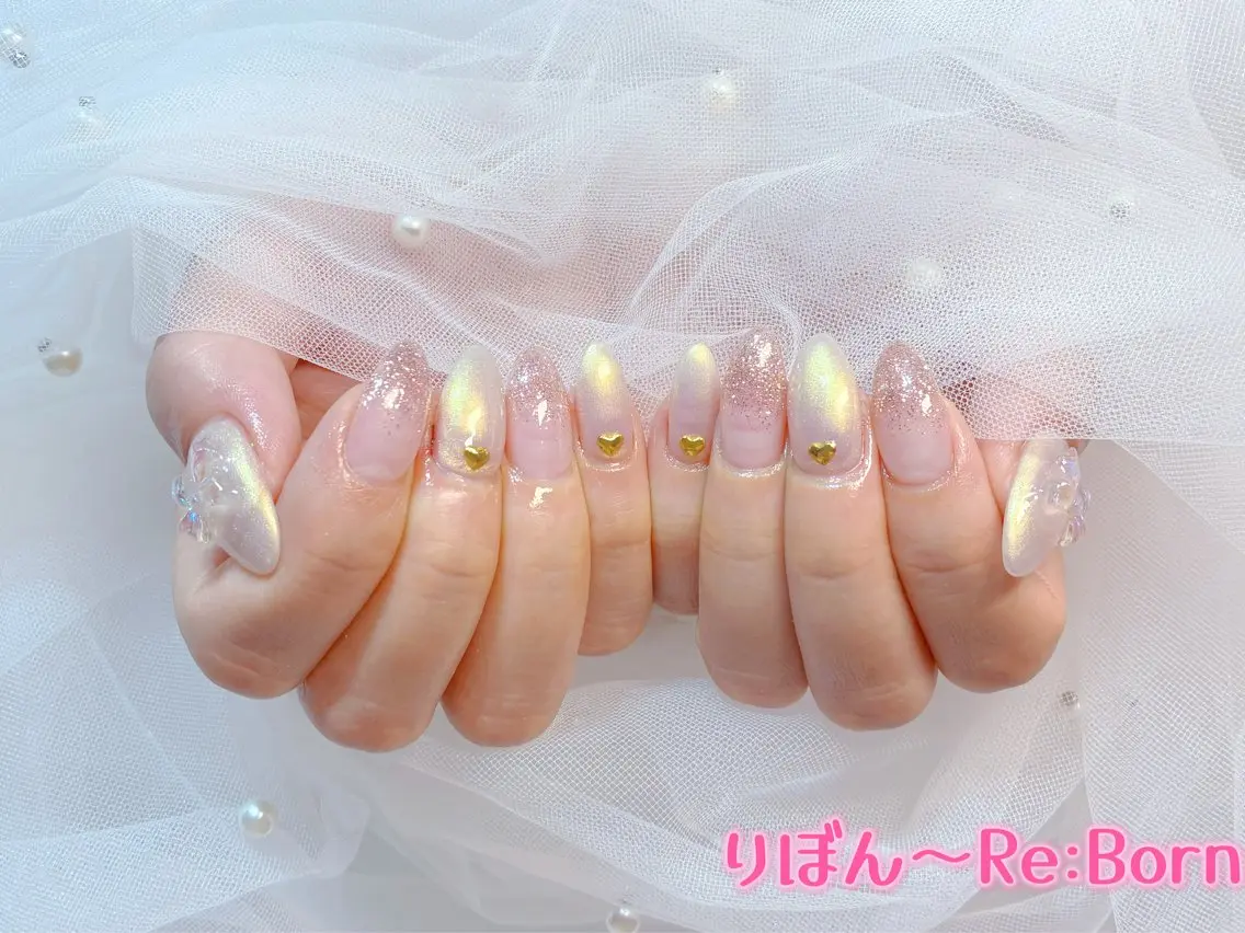 ミディアム ハンドネイル りぼん Re:Bonrのネイルデザイン