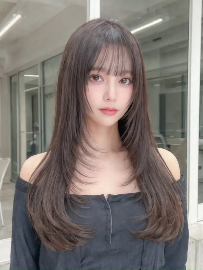 ロング カラー 顔周りカット レイヤーカット トリートメント 巻ける縮毛矯正 Sachi🐰のヘアスタイル