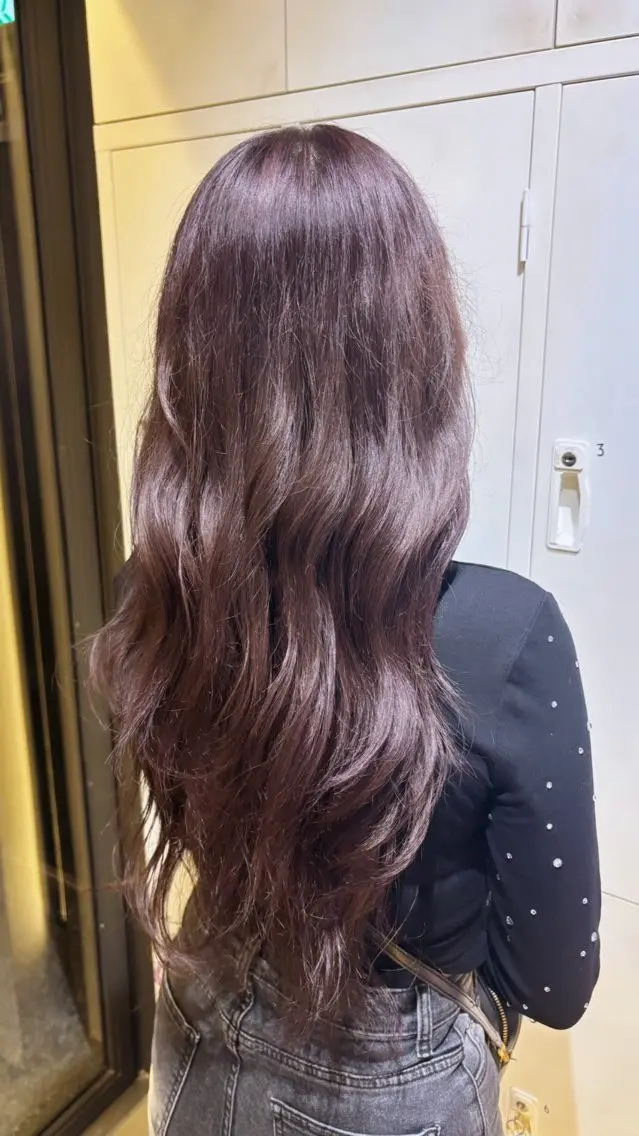 ロング カラー ラベンダーカラー ピンクカラー ピンクラベンダー おくにし はなのヘアスタイル