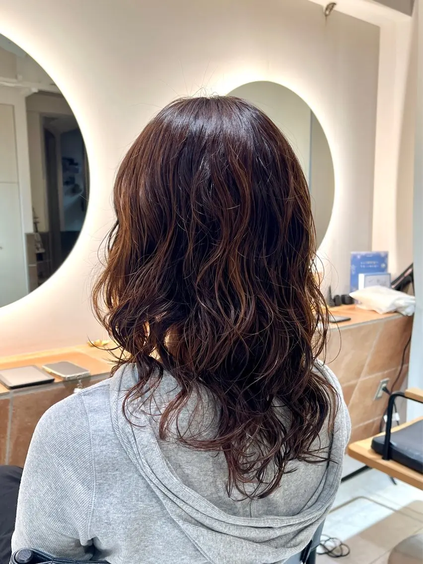 セミロング パーマ カット パーマ 横浜/カットパーマ モデル/佐藤桃香のヘアスタイル