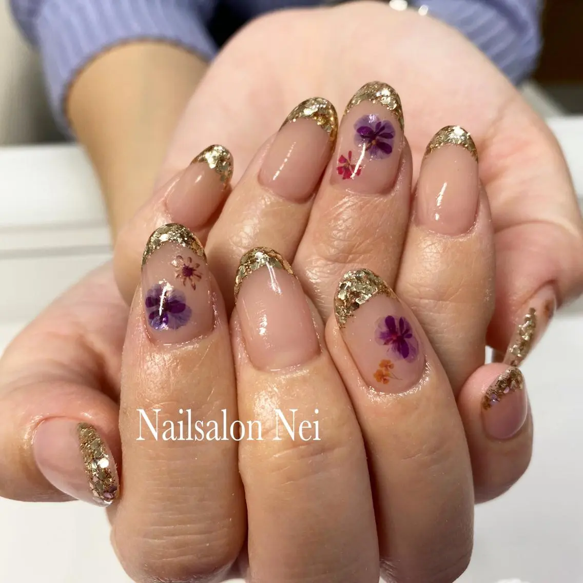 ネイル フレンチネイル ラメ(グリッター) オフィスネイル Nailsalon Ｒ《喜多見3分》のネイルデザイン