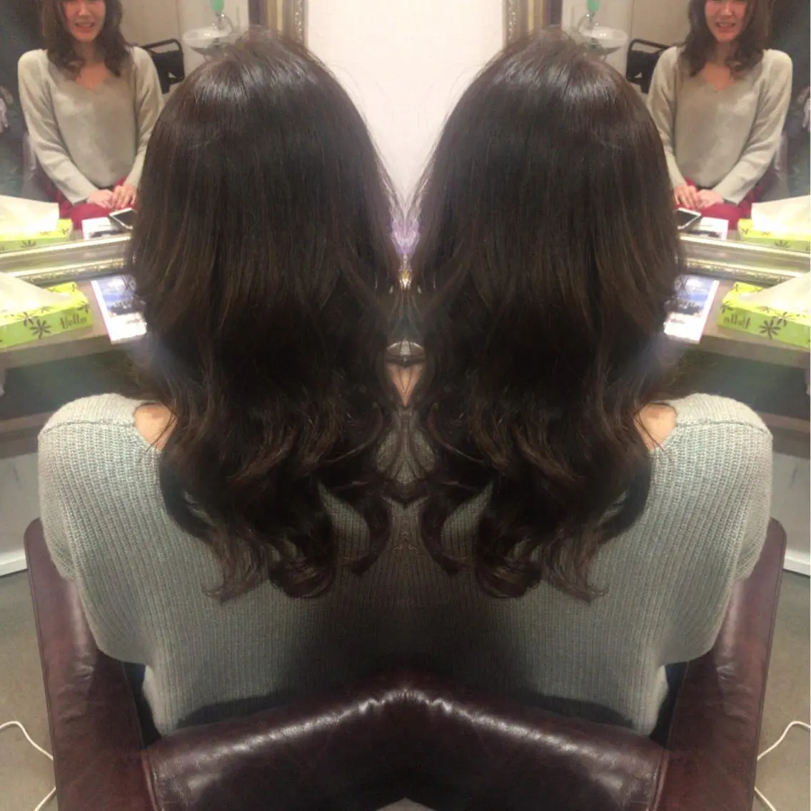 セミロング カラー レイヤーカット匠 イソザキノリユキのヘアスタイル