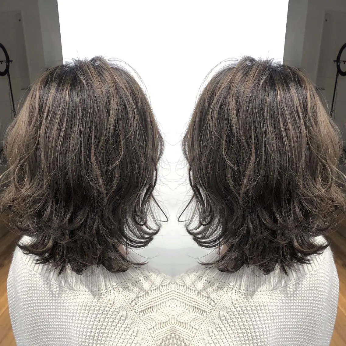 ミディアム カラー カット ヘアカラー トリートメント ブリーチ特化 梅田本多翔のヘアスタイル