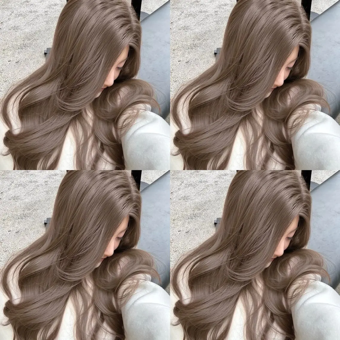 セミロング カット ヘアカラー トリートメント 透明感♡グレージュ ♡ミルクティー♡のヘアスタイル