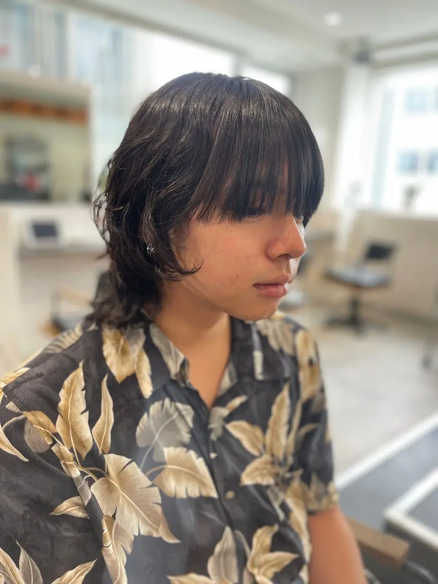 ミディアム パーマ メンズ カット パーマ 京都美容師 塩のヘアスタイル